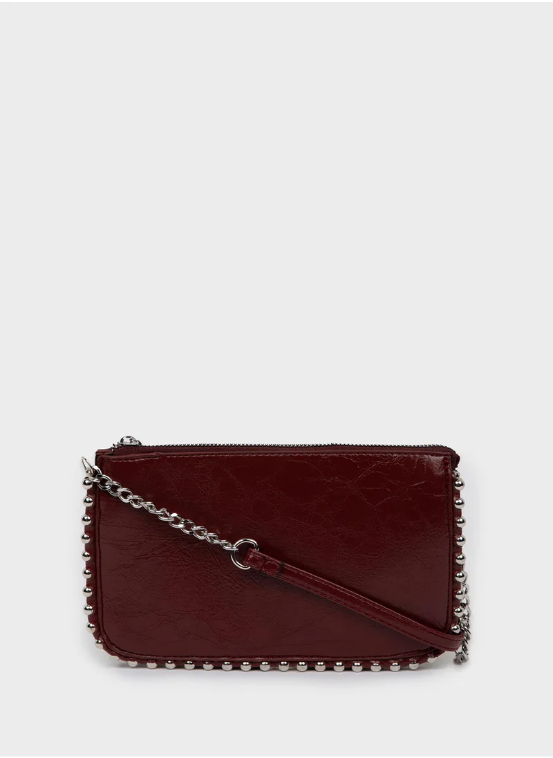 ديفاكتو Studded Faux Leather Crossbody Bag