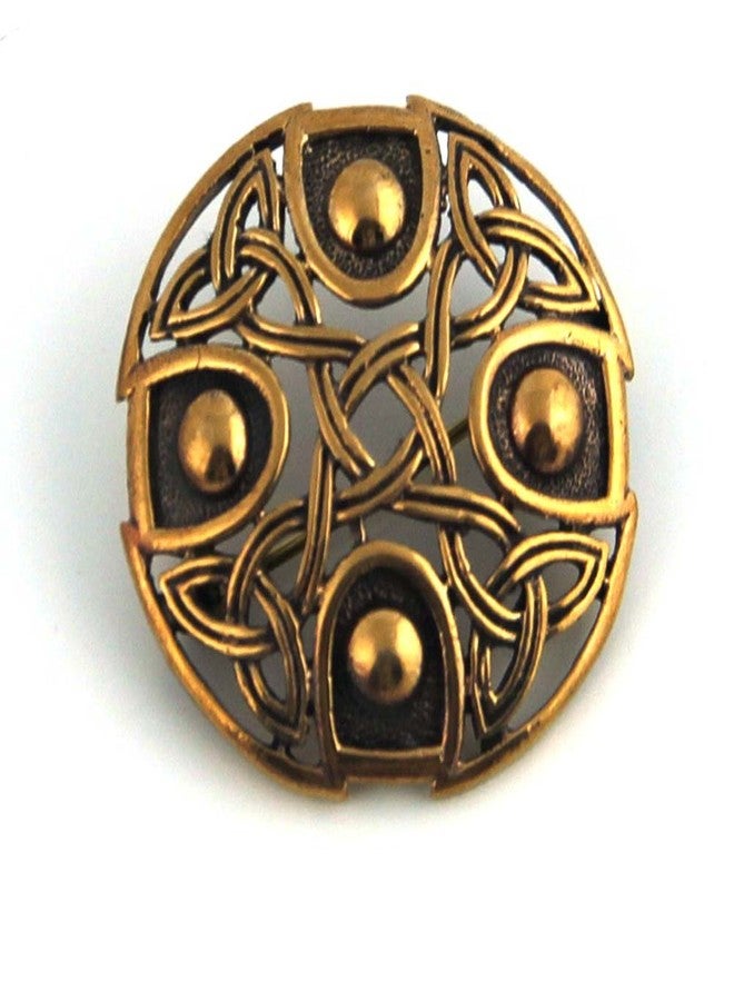 LynnAround Bronze Gold Nordic Viking Shield Brooches,Clothes Fasteners - Cloak, Shawl, Scarf Pin, Celtic Irish Norse Vintage Jewelry (Brooch) - Image 1