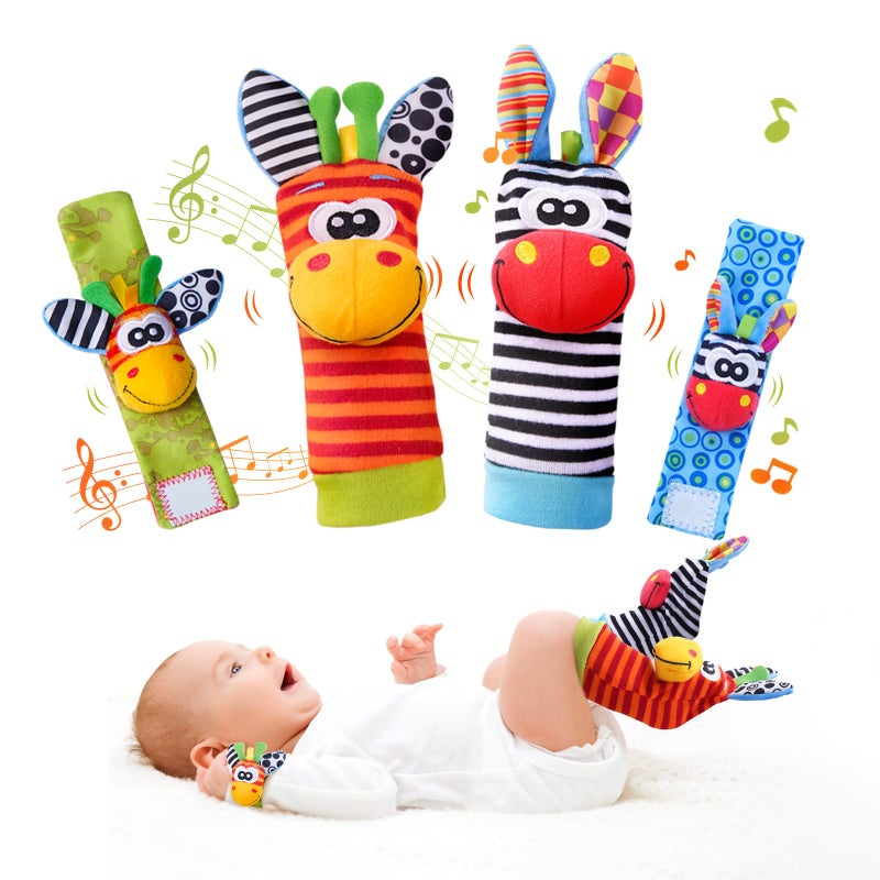 PHEZAPA Baby Toys 0-6 Months, Wrist Rattles Foot Finder Socks Set, Infant Rattle Socks and rattles Wrist, Soft Newborn Sensory Toys,Infant Wrist Rattles for Babies 0-6 Months,Baby Gifts 6-12 Months - Image 1