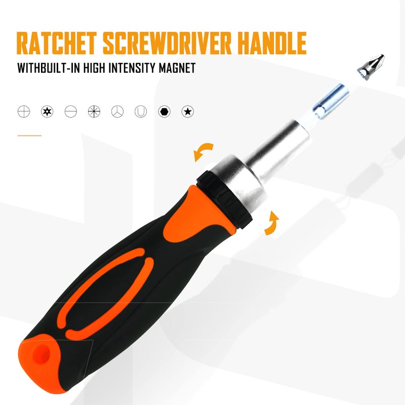 TOOLMAK Ratcheting Screwdriver Set Screwdriver 42 in 1 Ratchet Wrench Set, With Rotatable Ratchet Handles ï¼† Storage Case, Household Repair Tool Kits for Bike - Image 3