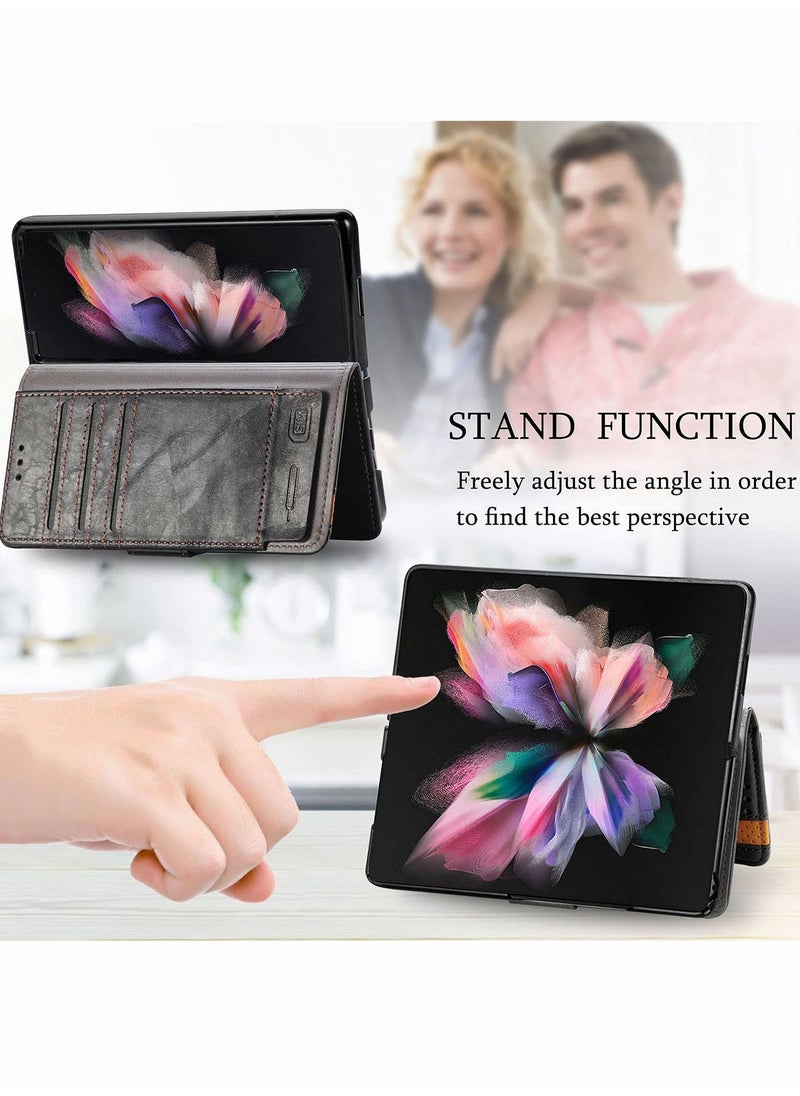 Generic Wallet Folio Case Magnetic Closure RFID Blocking Card Slots Kickstand Shockproof Compatible with Samsung Galaxy Z Fold 3  - Image 5