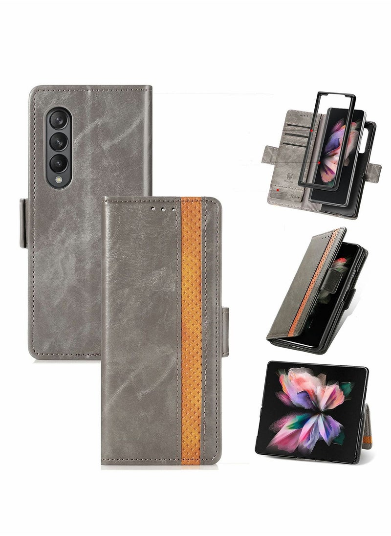 Generic Wallet Folio Case Magnetic Closure RFID Blocking Card Slots Kickstand Shockproof Compatible with Samsung Galaxy Z Fold 3  - Image 1