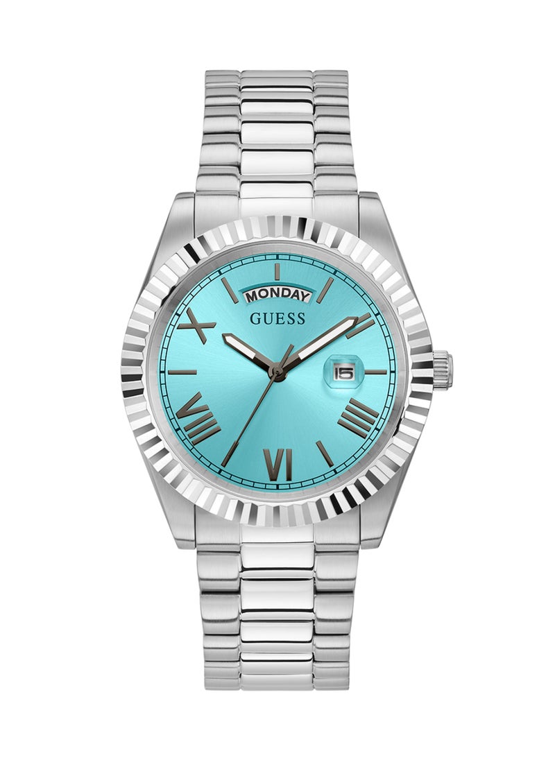 GUESS - Men's Silver Tone Day/Date Watch - GW0265G11 - Image 1