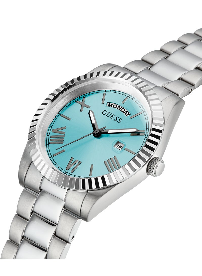 GUESS - Men's Silver Tone Day/Date Watch - GW0265G11 - Image 1