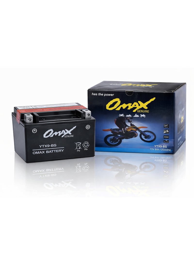 OMAX YTX9-BS Motorcycle Battery 12V 8Ah AGM Maintenance-Free Sealed Bike Battery - Image 3