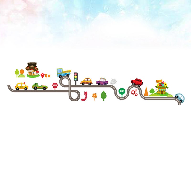 1pc Wall Decals Self-adhesive Removable Cartoon Car Rail Transit Logo Pattern Design for Kids Room - Image 1