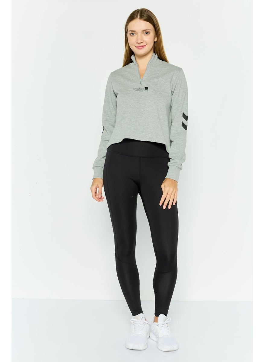 Hummel - Women Sportswear Fit Long Sleeve Training Cropped Sweatshirts, Heather Grey - Image 1