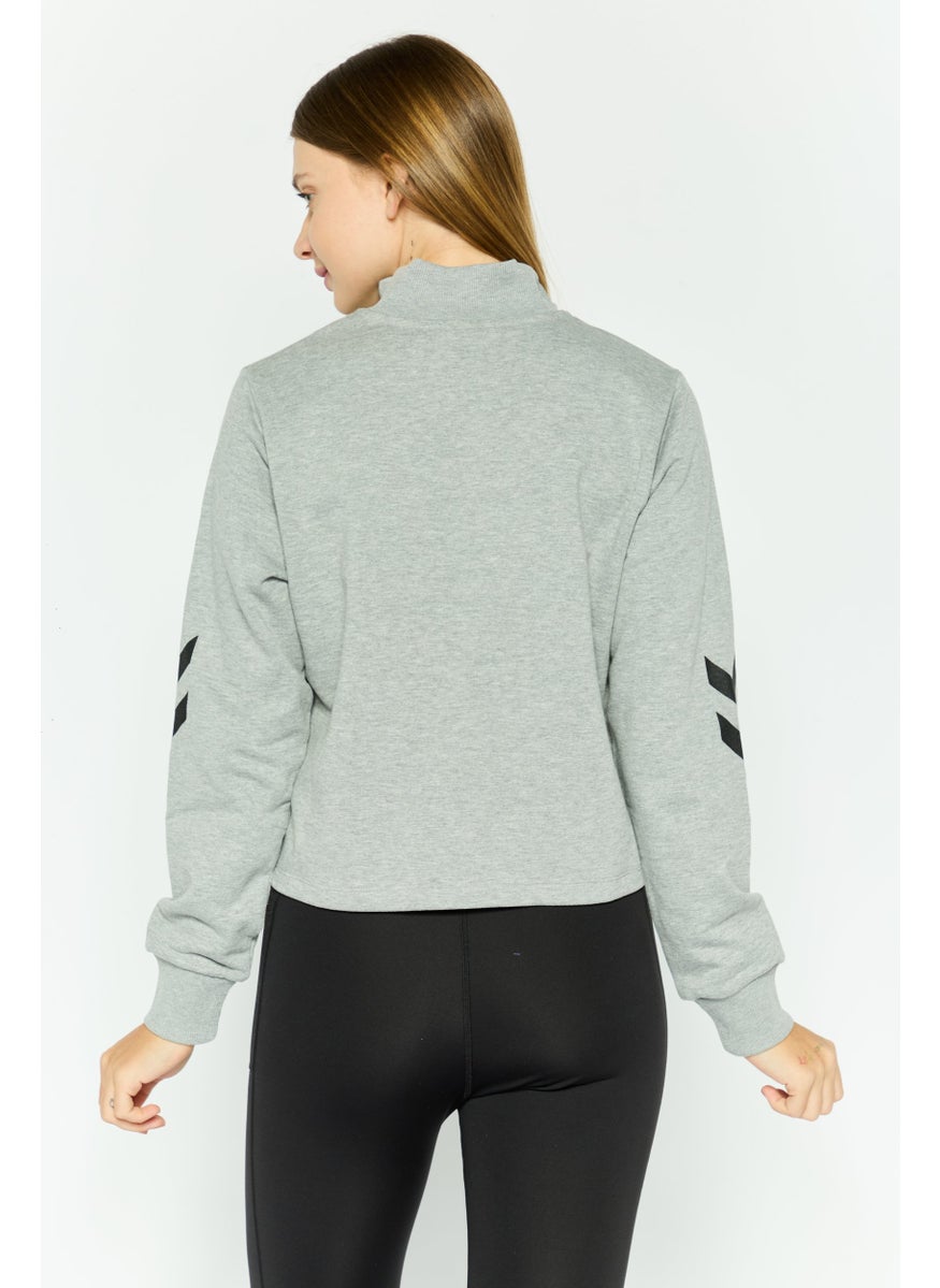 Hummel - Women Sportswear Fit Long Sleeve Training Cropped Sweatshirts, Heather Grey - Image 1