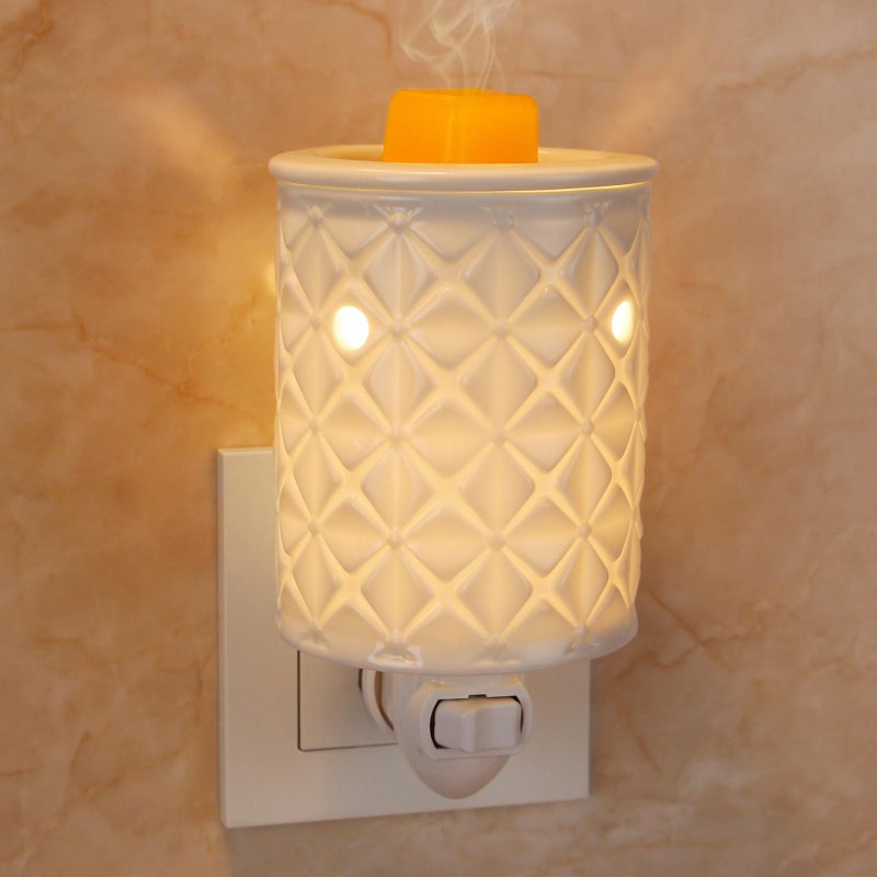 STAR MOON Ceramic Wax Melt Warmer Plug in Wax Warmer for Scented Wax Scentsy Wax Warmer for Fragrance Oil Night Light Wax Burner Decoration with Two Bulbs