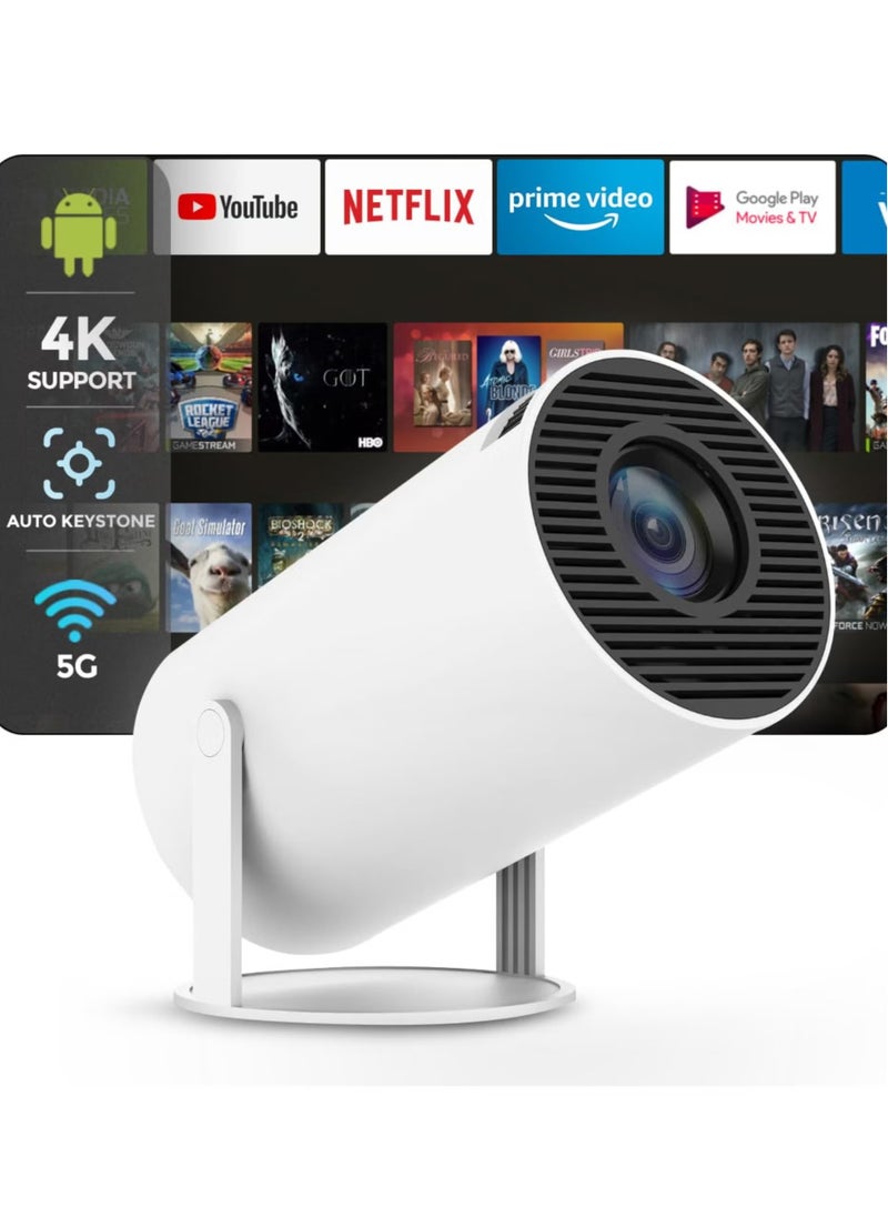Rich Life - Smart Portable Projector | 4K/1080 Full HD with 130" Display | Built-in Android OS and Speaker, Auto Focus, HDMI/USB Connectivity, Compact Design for Indoor & Outdoor Home Theater - Image 1