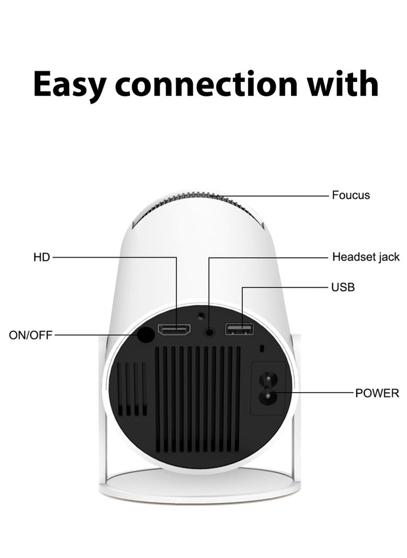 Rich Life - Smart Portable Projector | 4K/1080 Full HD with 130" Display | Built-in Android OS and Speaker, Auto Focus, HDMI/USB Connectivity, Compact Design for Indoor & Outdoor Home Theater - Image 1