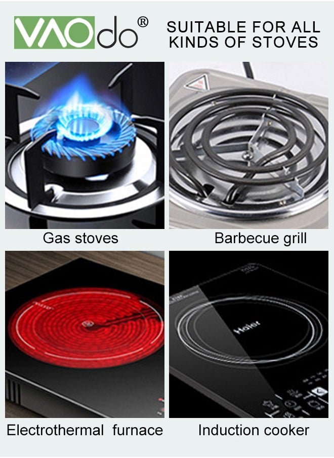 VAOdo - 10 PCS Stainless Steel Cooking Pot Set  with Tempered Glass Lid and Double Handles Compatible with Induction Electric Gas Cooktops Cookware Set - Image 1