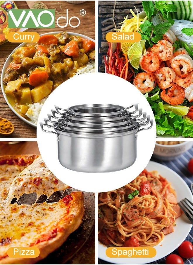 VAOdo 10 PCS Stainless Steel Cooking Pot Set  with Tempered Glass Lid and Double Handles Compatible with Induction Electric Gas Cooktops Cookware Set  - Image 3