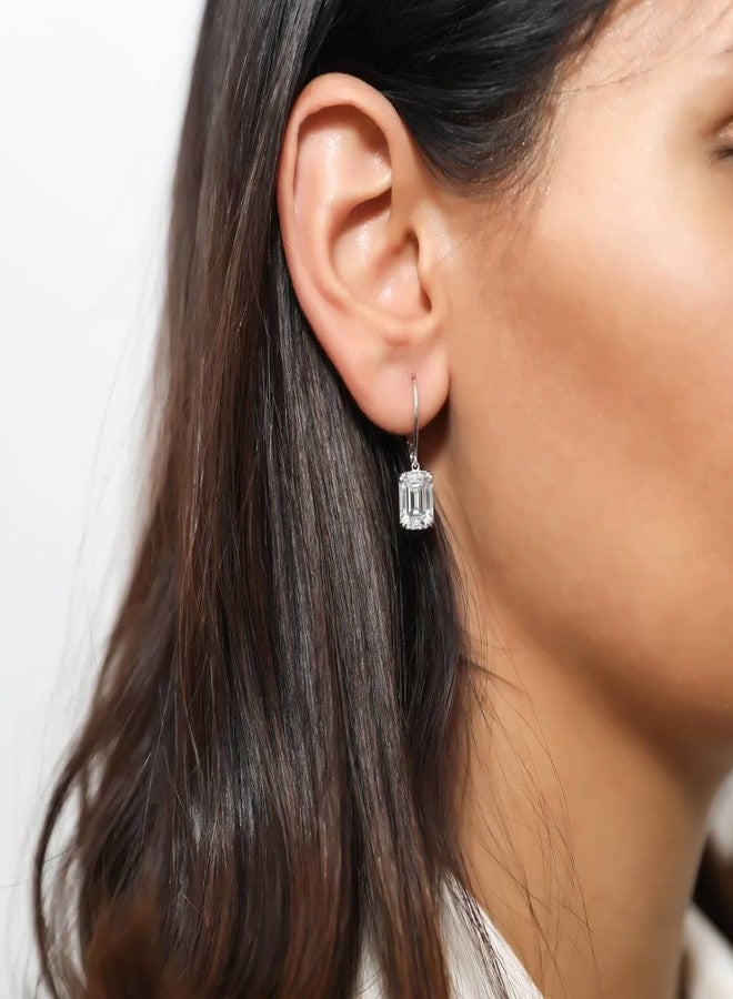 بيركيل أقراط متدلية من الفضة الإسترلينية من بيريكل، مرصعة بحجر زركونيا مكعب بقطع الزمرد 7.6 قيراط - Image 3