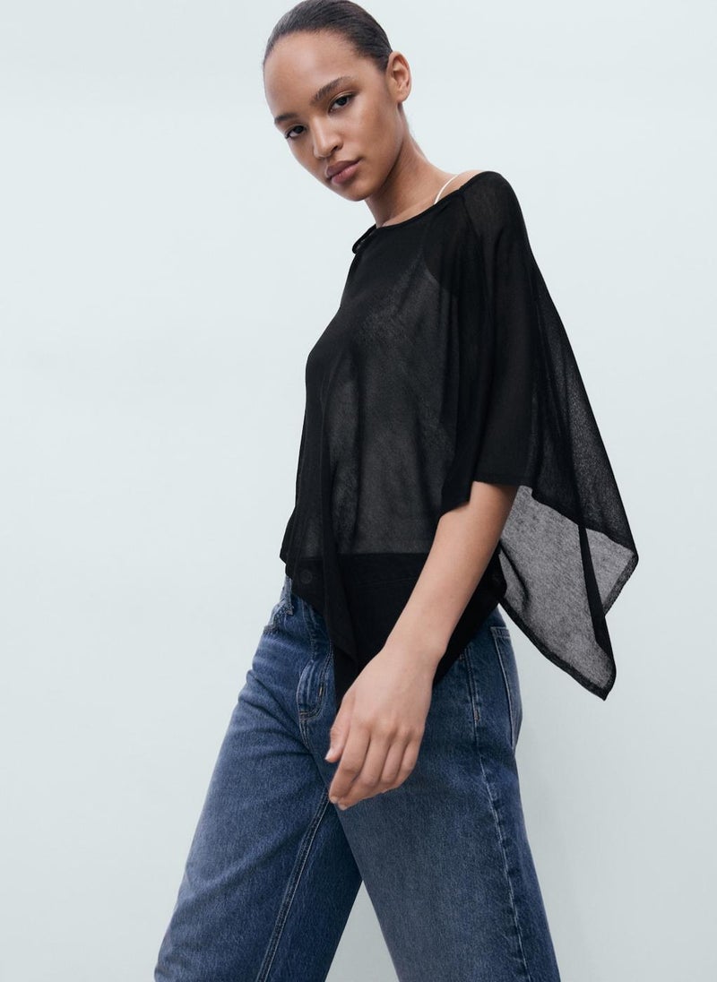 MANGO Asymmetrical Knitted Cape  - Image 3