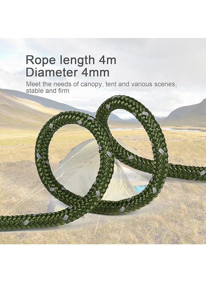 Generic 8 Pack 4Mm Guy Lines Ultralight Tent Cords With Aluminum Adjuster Tensioner Outdoor Camping Guylines Ropes For Tent Tarp Climbing Hiking Backpacking (Army Green)  - Image 3