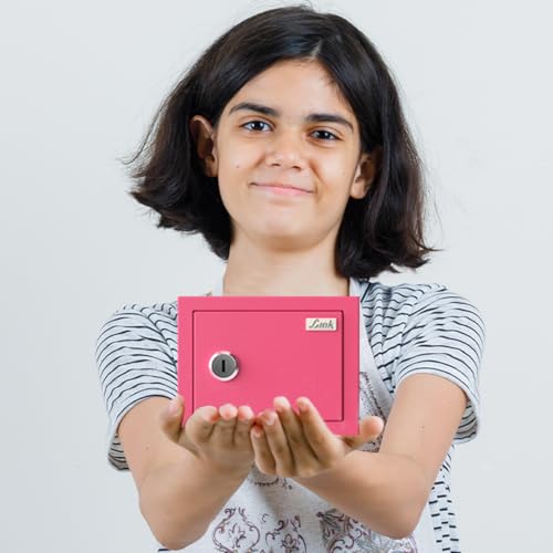 Link Smart 2 Litres Gullak Safe Locker for Home & Office| 3-Year Warranty| Mechanical Key, CRCA Material, Laser Cut Design| Vibrant Saaving Bank| Weight : 0.9 Kg| Pretty Pink - Image 5