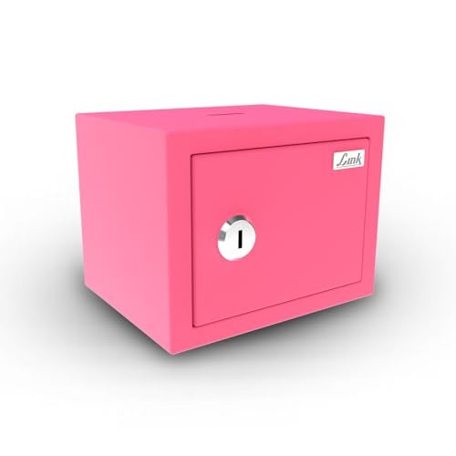 Link Smart 2 Litres Gullak Safe Locker for Home & Office| 3-Year Warranty| Mechanical Key, CRCA Material, Laser Cut Design| Vibrant Saaving Bank| Weight : 0.9 Kg| Pretty Pink - Image 1