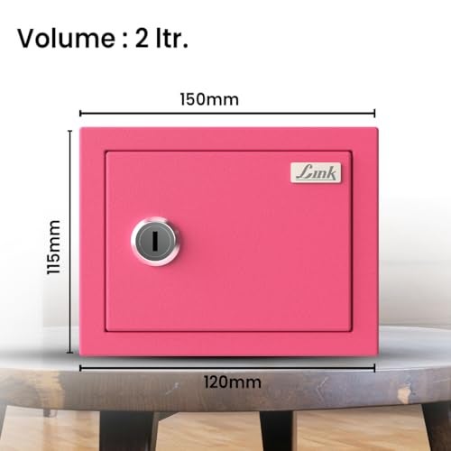 Link Smart 2 Litres Gullak Safe Locker for Home & Office| 3-Year Warranty| Mechanical Key, CRCA Material, Laser Cut Design| Vibrant Saaving Bank| Weight : 0.9 Kg| Pretty Pink - Image 4