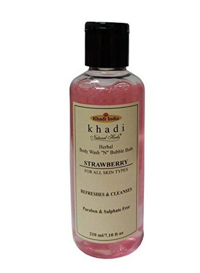 Khadi Natural Herbal Herbs Paraben And Sulphatefree Strawberry Body Wash And Bubble Bath 210Ml  - Image 1