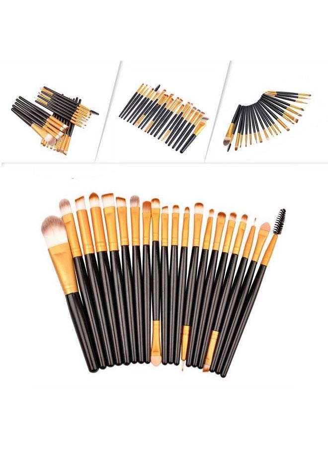 NAKEDPLUS - 20 Kabuki Powder Cosmetic Foundation Contour Face Eye Make Up (Black And Gold) - Image 1