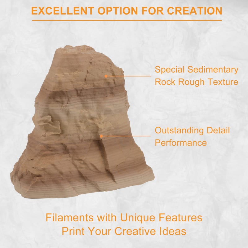 OVERTURE خيوط PLA من OVERTURE Rock 1.75 مم، خيوط PLA للطباعة ثلاثية الأبعاد رخامية 1 كجم (2.2 رطل)، دقة الأبعاد +/- 0.02 مم، تناسب معظم طابعات FDM (صخور رسوبية) - Image 3