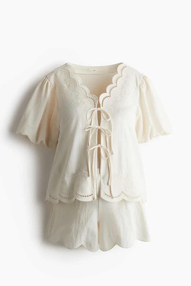 H&M  MAMA 2-piece scalloped set for Women | Best Price UAE