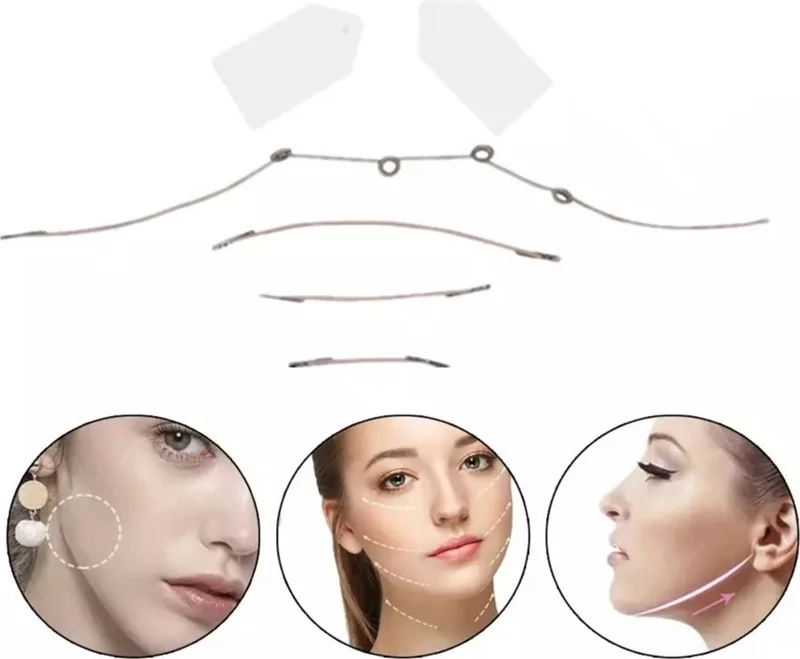 Secret Lift Pro Face Eyebrow Stringing Tapes 20 Pieces (Including Threads) Cream Stringed 09895