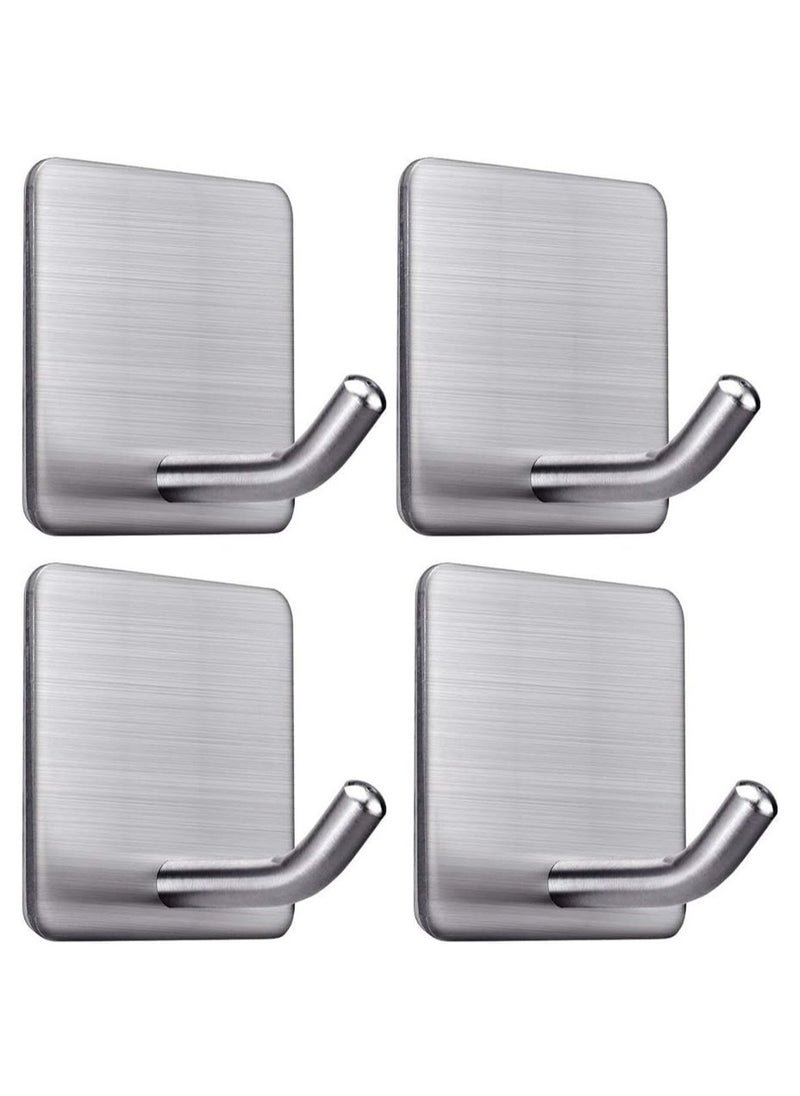 Generic 4pcs Adhesive Hooks No-Hole Hooks Strong Adhesive Wall Wall Bracket Load-Bearing Stainless Steel Kitchen Non-Marking Door Hooks Sticky Hooks  - Image 1