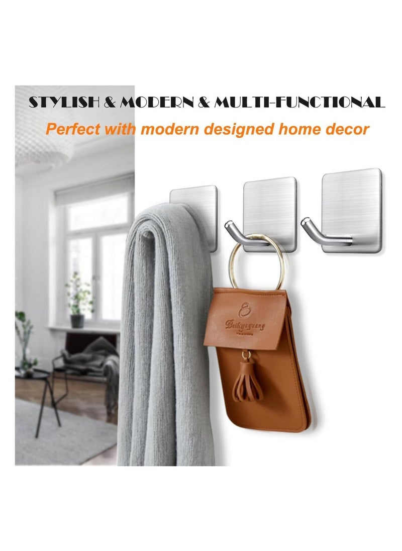 Generic 4pcs Adhesive Hooks No-Hole Hooks Strong Adhesive Wall Wall Bracket Load-Bearing Stainless Steel Kitchen Non-Marking Door Hooks Sticky Hooks  - Image 5