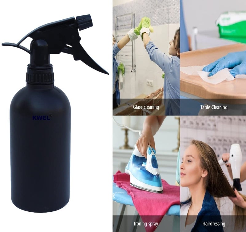 KWEL 500ml Flat Spray Bottle for Liquid Sprayer SanitizerIroningGardenOfficeHospitalMultipurpose Use Black Pack of 3 - Image 2
