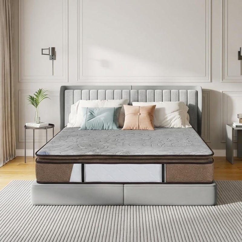 Letin | Comfortable Mattress from Art Comfort - Bonnell Springs & Pillow-Top - Foam Layers for Balanced Pressure & Full Body Support, Medium Firmness - 200x200x27 cm - Image 1