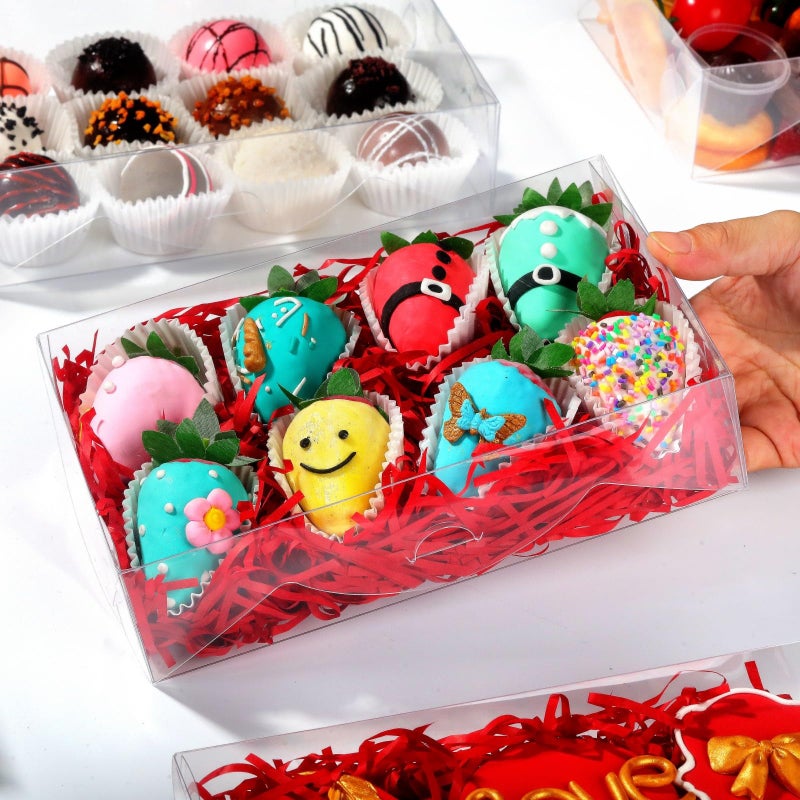 JCXGRVC 20Pack 8x5x2Inches Full Clear Cookies Boxes Bakery Boxes Strawberries Boxes Chocolate Bomb Cakesickle Mini Cake Cinnamon Roll Box - Image 4