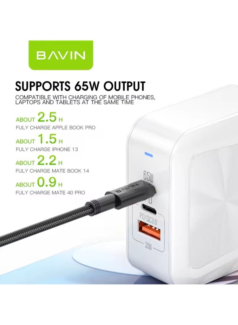 BAVIN custom PD 20w qc3.0 usb type c port uk plug fast charging mobile phone 65w charger gan PC822E - Image 3
