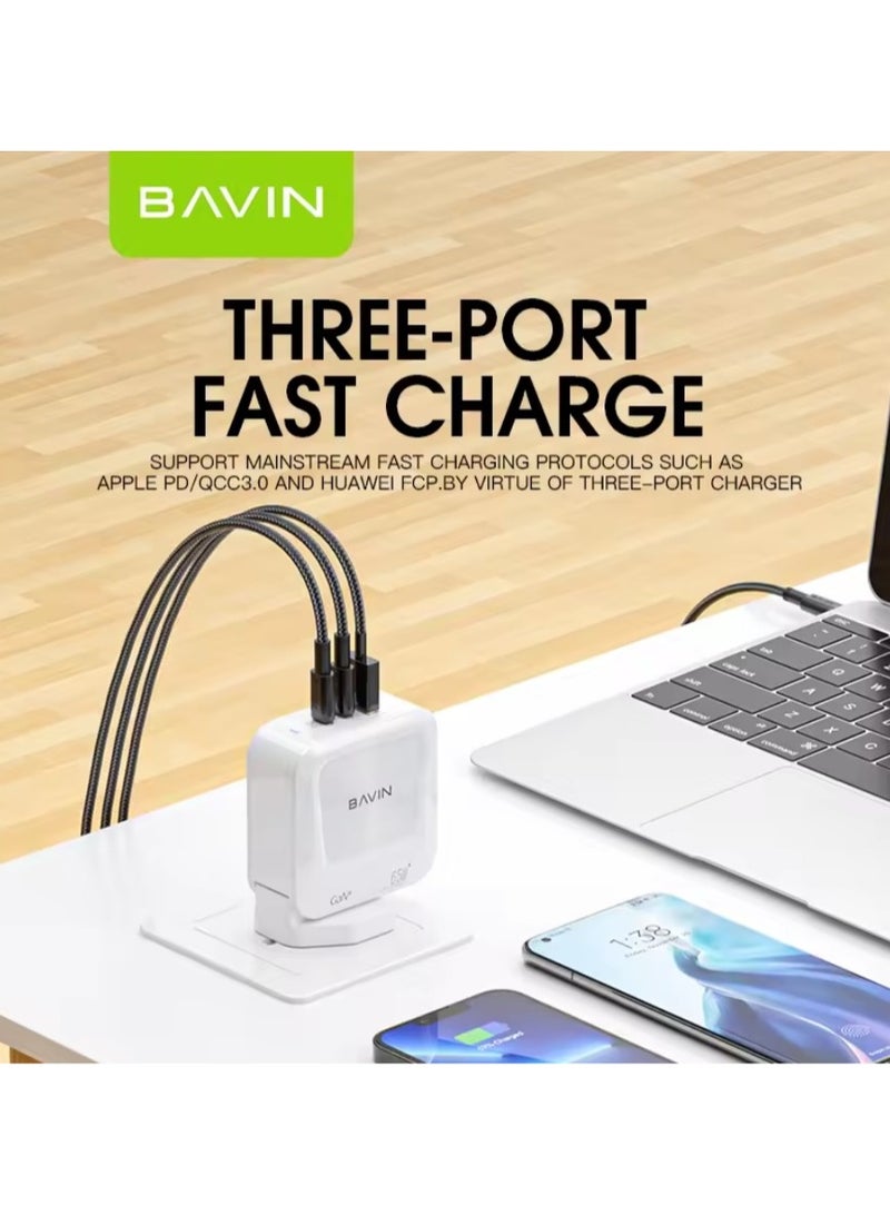 BAVIN custom PD 20w qc3.0 usb type c port uk plug fast charging mobile phone 65w charger gan PC822E - Image 4