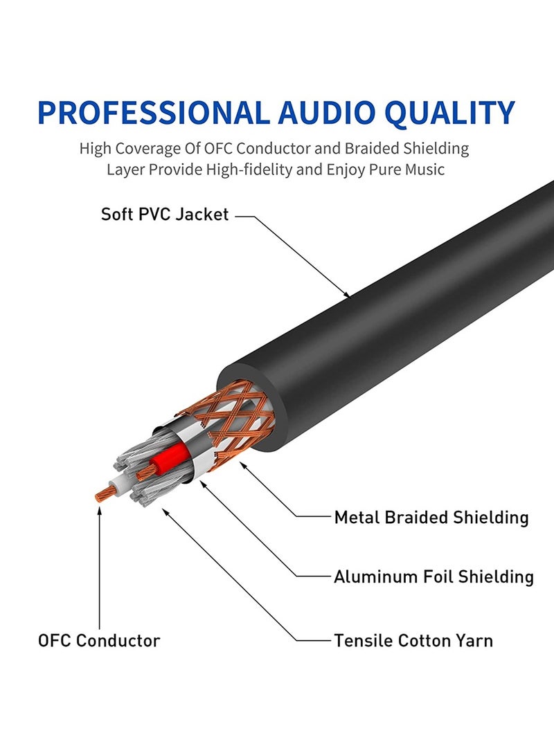 6FT XLR to TS 6.35mm Mic Cable, 1/4 Inch Audio Cord, Mono 6.35mm Male to XLR Female Unbalanced Interconnect Cable for Microphone, Guitar, Mixer, AMP - Perfect for Studio and Live Sound - Image 3