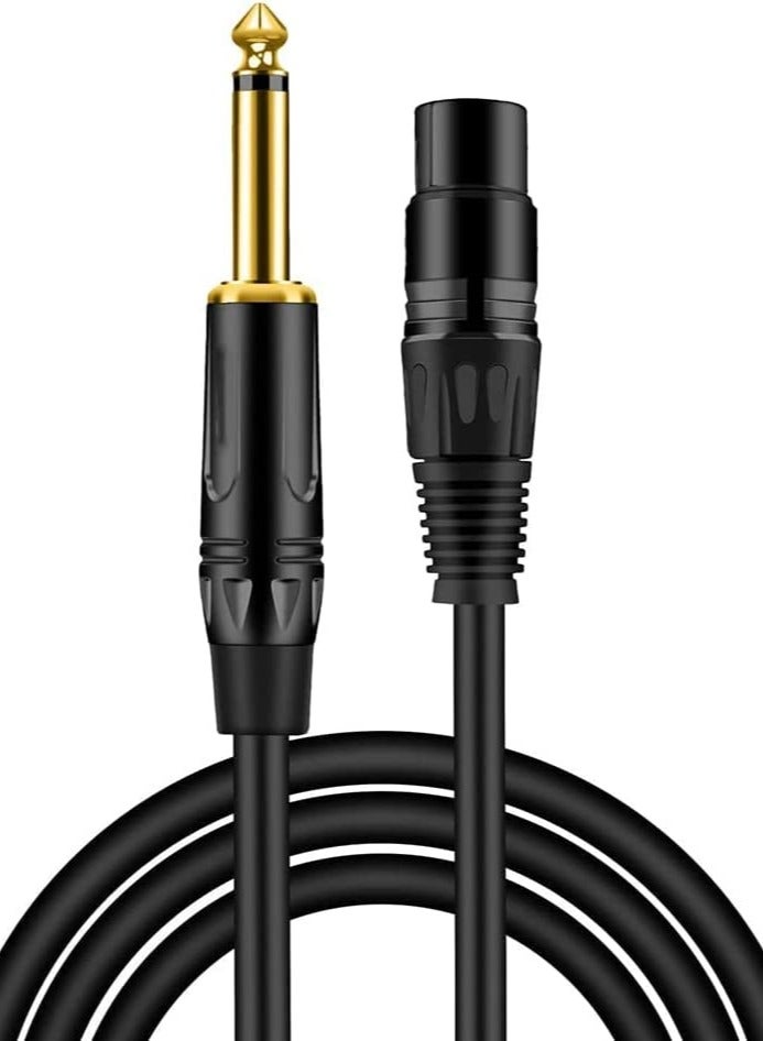 6FT XLR to TS 6.35mm Mic Cable, 1/4 Inch Audio Cord, Mono 6.35mm Male to XLR Female Unbalanced Interconnect Cable for Microphone, Guitar, Mixer, AMP - Perfect for Studio and Live Sound - Image 1