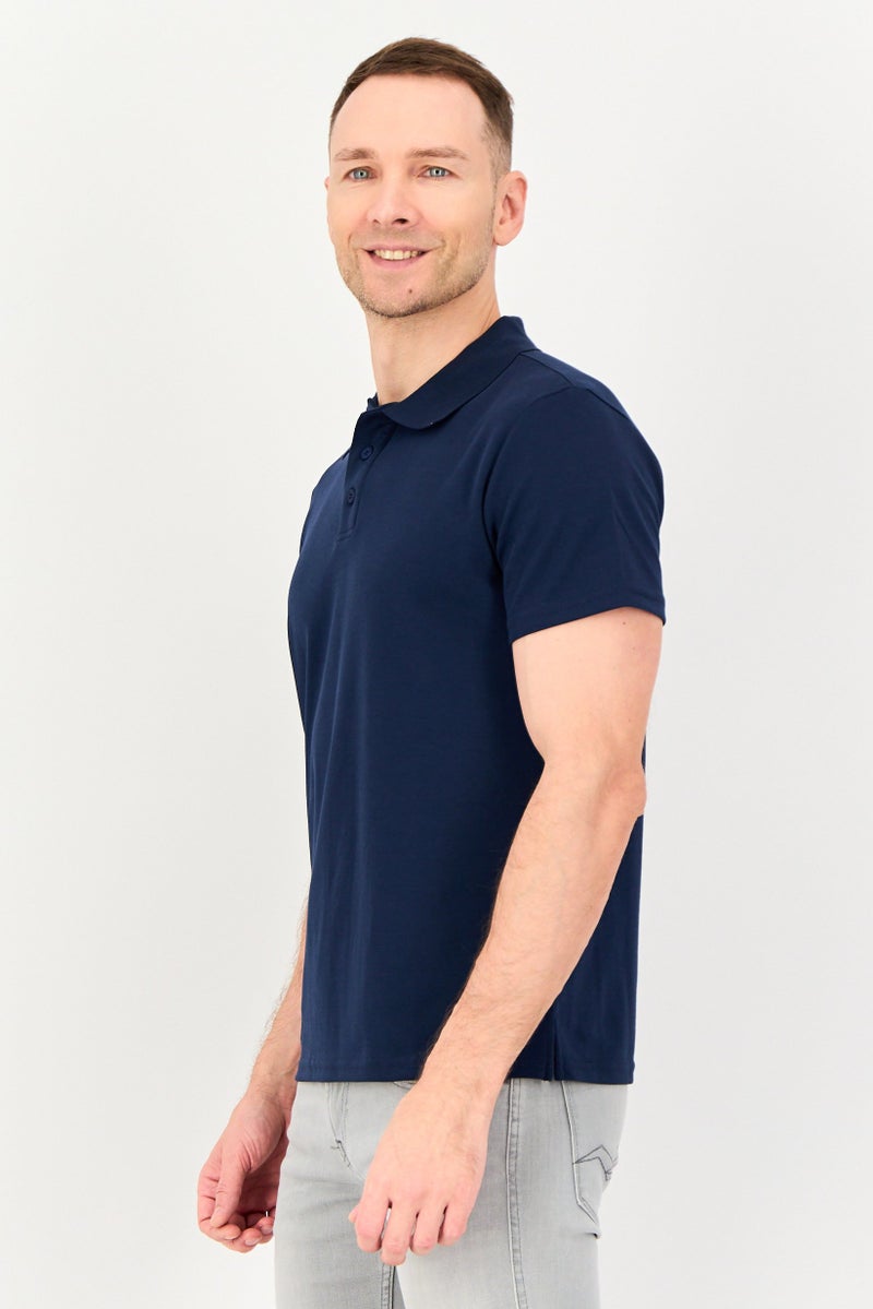 Core Elements قميص بولو قصير الأكمام للرجال بتصميم عادي، Navy - Image 4