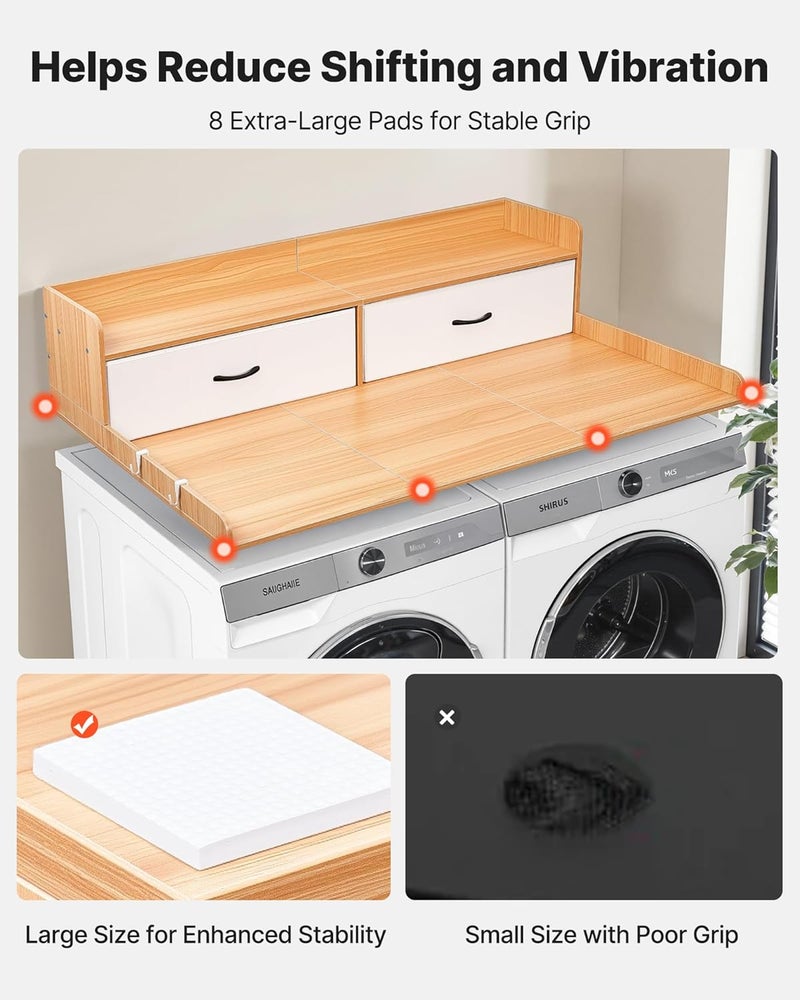 VEVOR 2 Drawers Washer Dryer Countertop with Shelf, 54" x 27" Wooden Laundry Countertop with 2 Hooks & Splicing Panels, Washer and Dryer Topper, Laundry Room Organization and Storage, Natural - Image 5