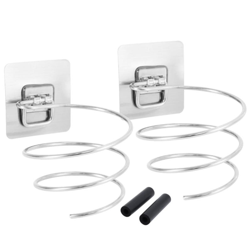 2Pcs No Drill Hair Dryer Organizer Wall Mounted Storage Bathroom - Image 2