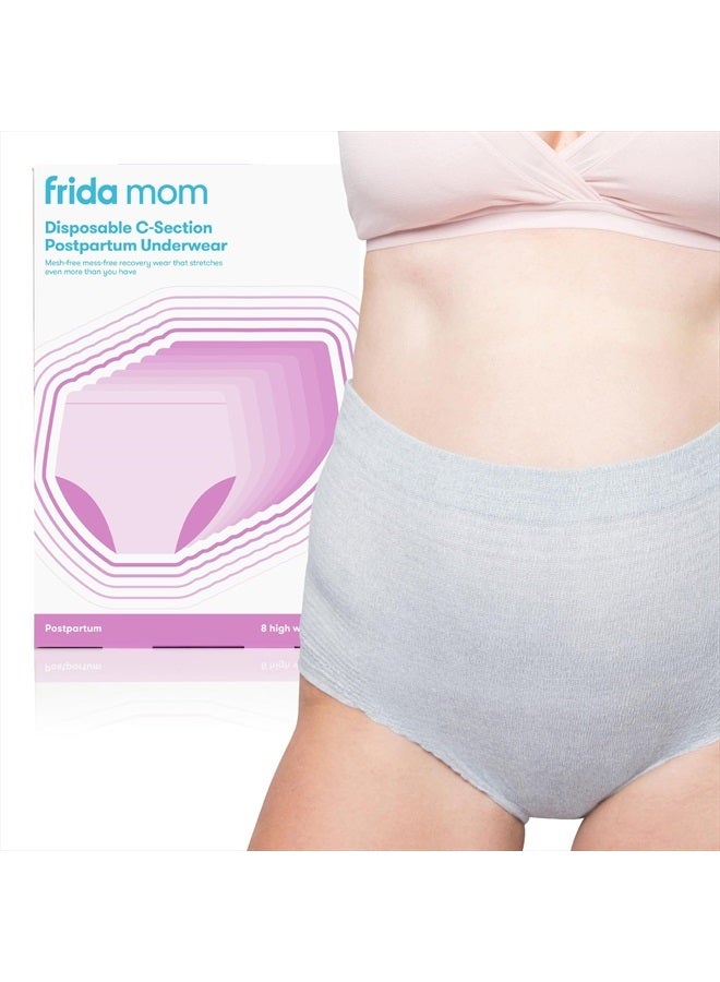 Frida Mom ملابس داخلية نسائية من FridaMom للاستخدام مرة واحدة عالية الخصر بعد الولادة القيصرية من Frida Mom | فائقة النعومة، قابلة للتمدد، قابلة للتنفس، ممتصة للرطوبة، خالية من اللاتكس - مقاس عادي، 8 قطع، رمادي - Image 1