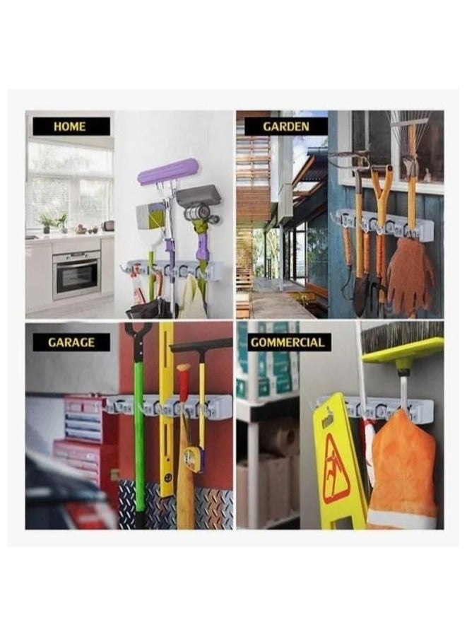 حامل للمكانس والمماسح مع إمكانية تخزين أدوات الحدائق حامل مكانس ومماسح  منظم مكانس جداري  حامل أدوات تنظيف  حامل جداري للمكانس  منظم أدوات الحدائق  علاقات مكانس ومماسح  منظم جداري متعدد الاستخدام  حامل أدوات منزلية  حامل تنظيف وأدوات حديقة  حامل بلاستيك لتخزين الأدوات - Image 2