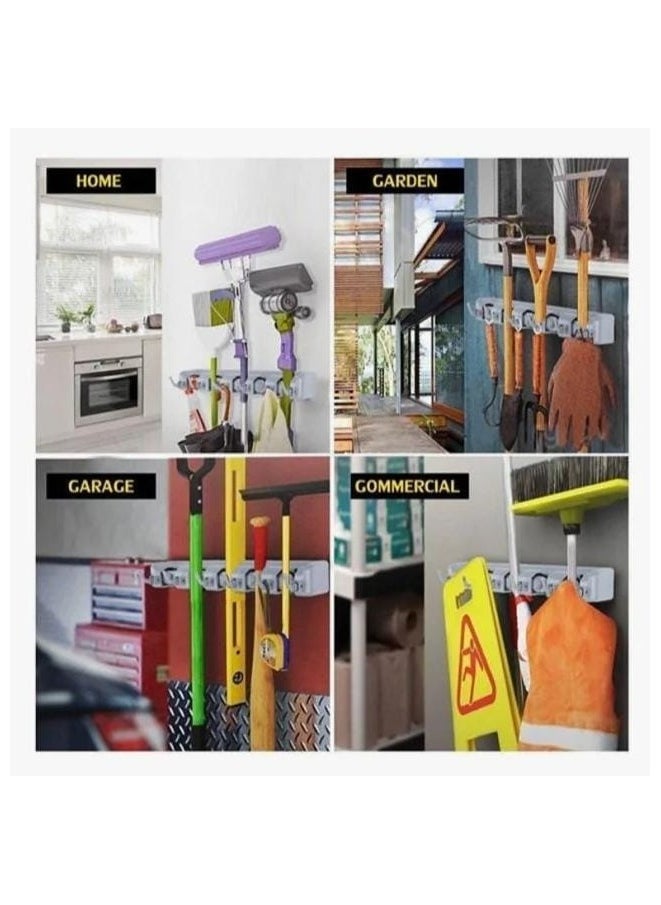 Generic Broom and mop holder with garden tool storage, grey  - Image 3