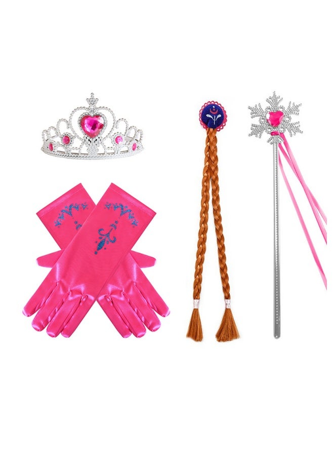 Princess Love Necklace Set for Girls, Princess Jewelry, Children's Heart-Shaped Diamond Crown Magic Wand PS230 Anna Set