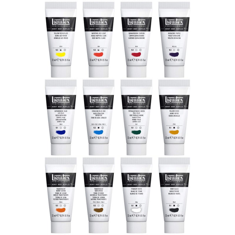 Liquitex ليكوِتكس بروفيشنال هيفي بودي أكريليك بينت، 12 x 22مل (0.74-أوقية)، إيسينشالز سيت - Image 3