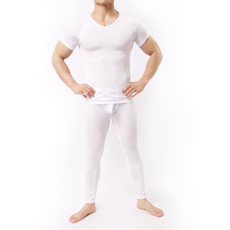 Ultra-Thin Short-Sleeved Men'S Sports Base T-Shirt Solid Color Nylon Comfortable Soft Underwear T-Shirt - Image 5