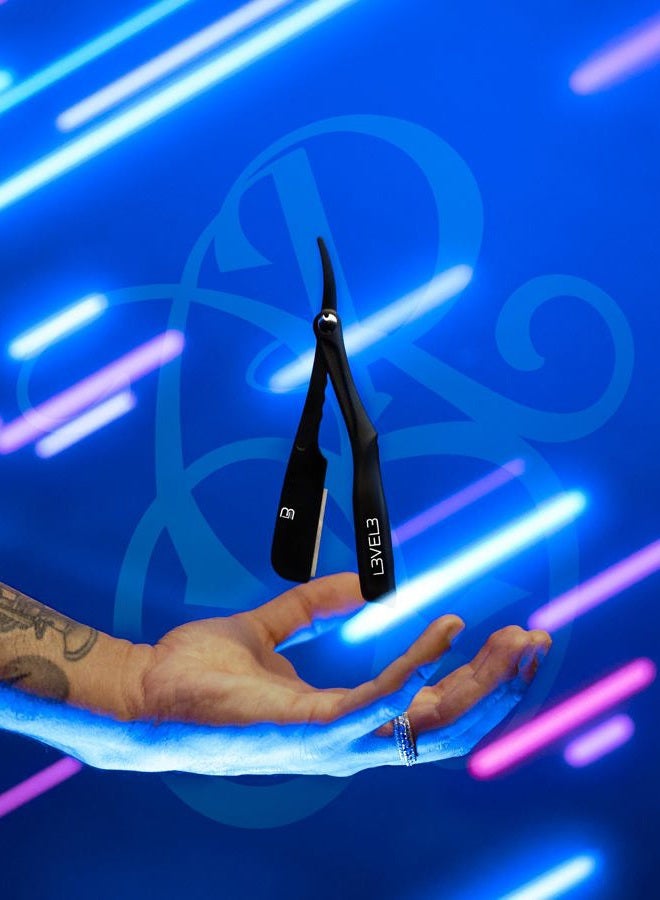 L3 Milly Razor - Fast and East to Assemble - Excellent Grip and Control - Straight Razor Holder- Level Three Razor Holder Black - Image 3