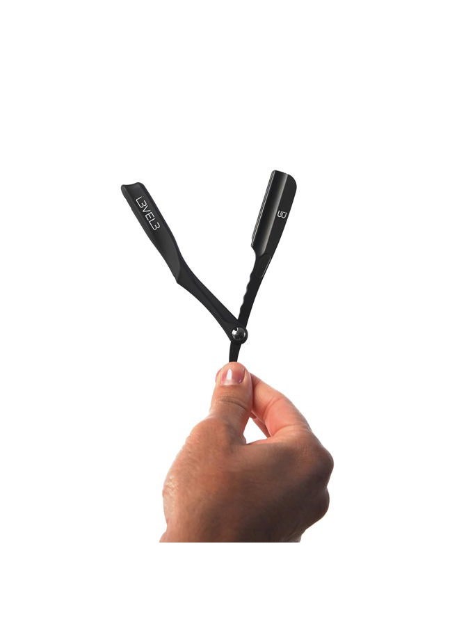 L3 Milly Razor - Fast and East to Assemble - Excellent Grip and Control - Straight Razor Holder- Level Three Razor Holder Black - Image 2