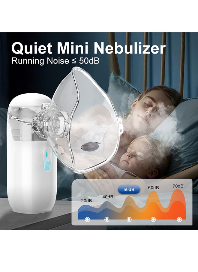 Generic - Medical Ultrasonic Silent Mesh Nebulizer Handheld Asthma Inhaler Atomizer Children Men Women Health Care Mini Portable Steam Humidifier for Home and Travel N3 (White) - Image 1