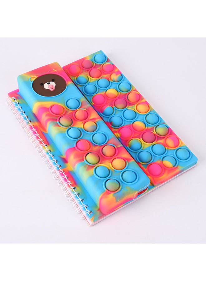 Multifunctional Pencil Case Notebook Stationery Case Suit Silicone Bubble Decompression A5 Loose-leaf Pencil Case Suit-Color:A5 Pacifier Bear (camouflage)  - Image 1